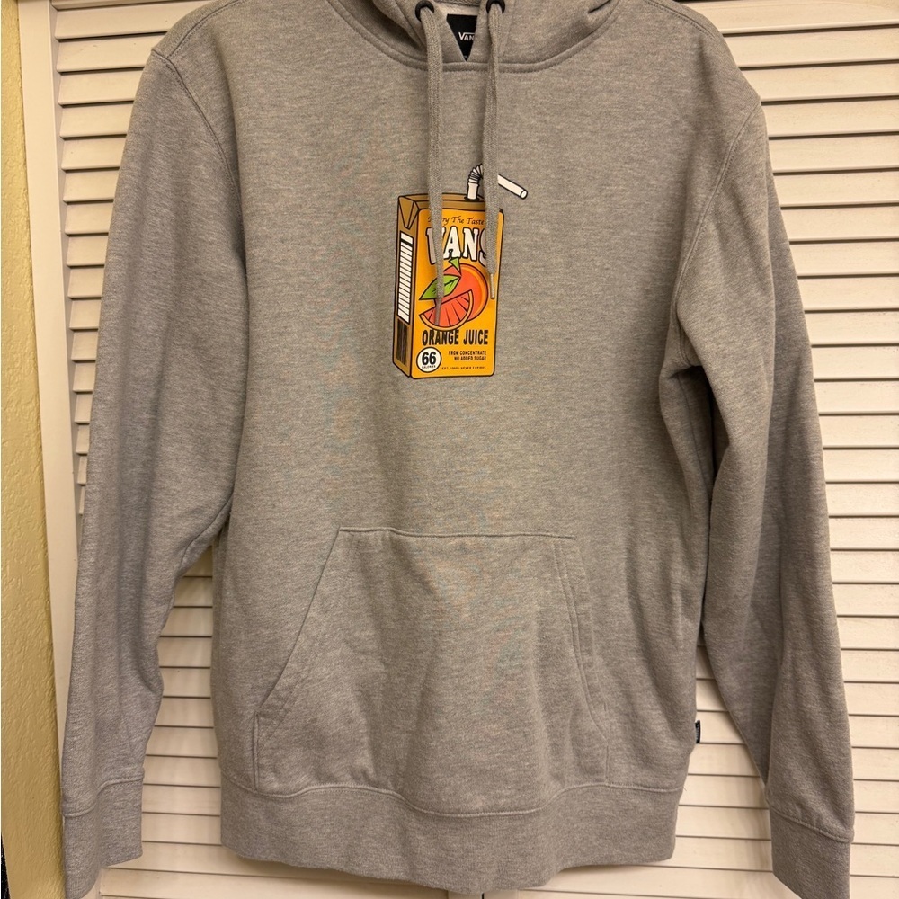 Vans Gray Hoodie with Orange Graphic Men’s Unisex Sz S Sweatshirt Long Sleeves - Picture 10 of 10